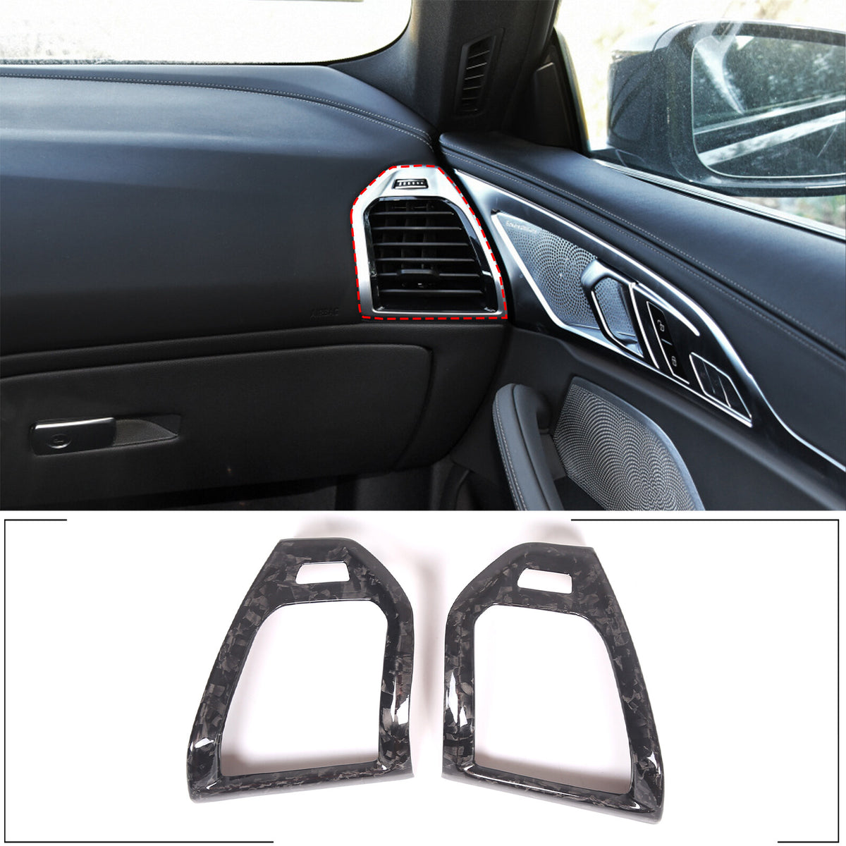 Forged Real Carbon Fiber Dashboard Side Air Vent Cover For BMW 8 Series 19-22 5