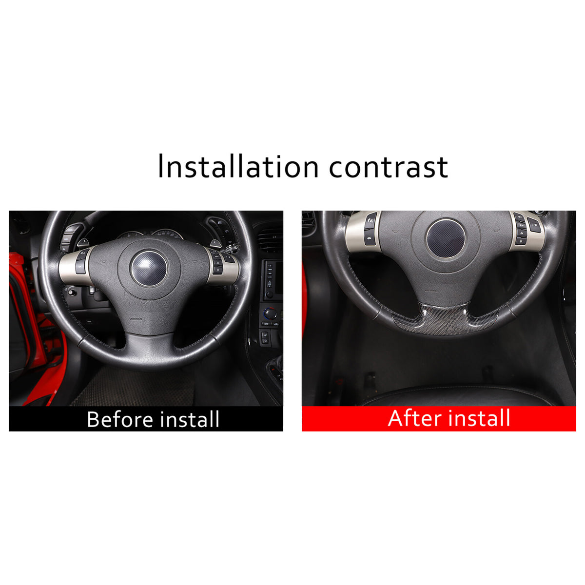 Real Dry Carbon Fiber Steering Wheel Lower Emblem Trim For Corvette C6 2005-2013 9