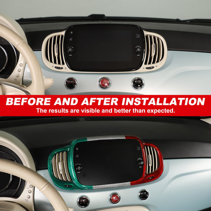 Tri-Color Real Carbon Fiber Dashboard Air Vent Trim For Fiat 500 312 2016+ 4