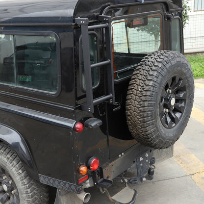 Black Alloy Back Tail Door Roof Ladder Climb For LR Defender 90 110 130 2004-18 12