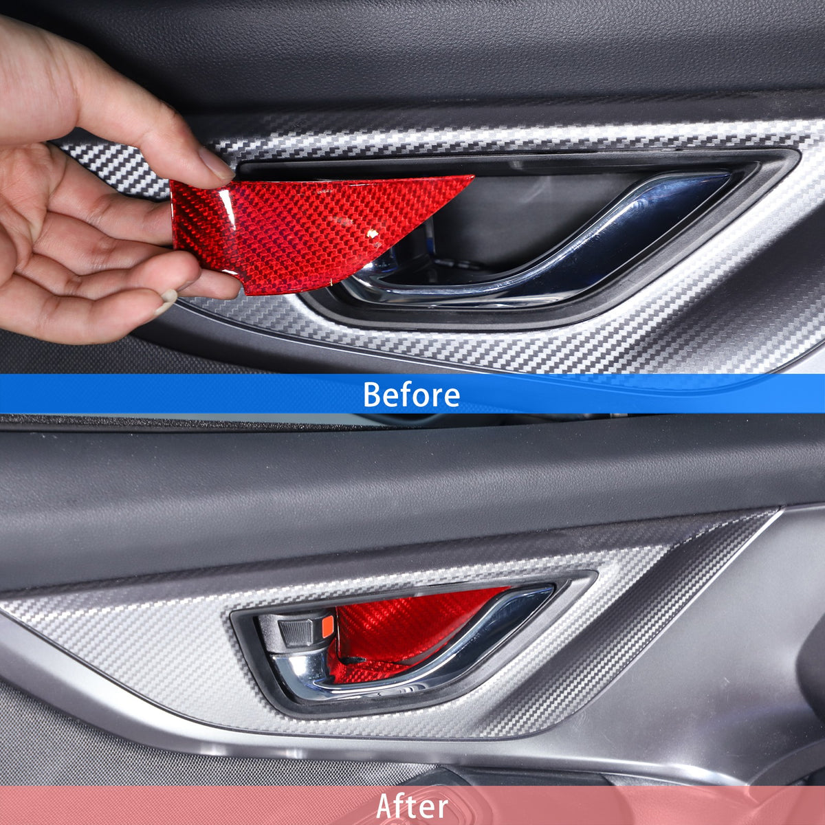 Red Real Carbon Fiber Inner Door Bowl Trim Cover For Subaru WRX VB 2022+ 1