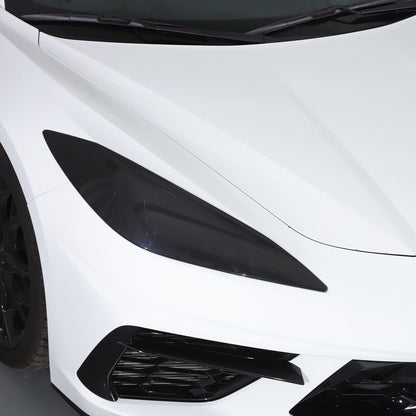 Smoked Blackout Headlight Lamp Cover Bezel Overlay Trim For Corvette C8 2020-26 15