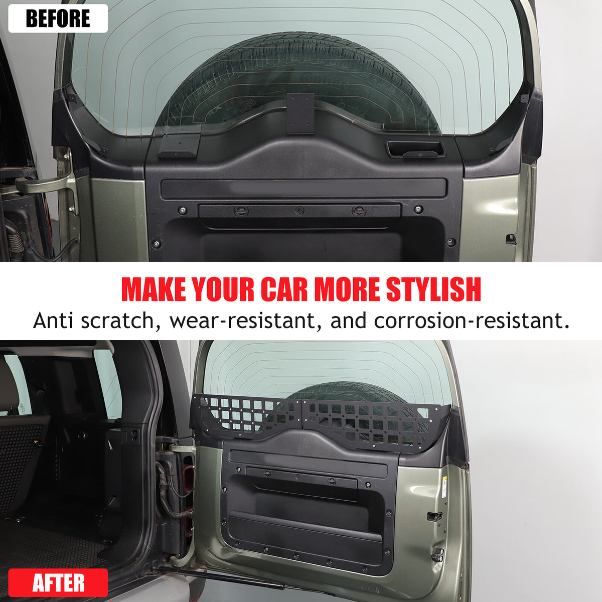 Alloy Tailgate Window Storage Fence Molle Panel Rack For LR Defender L663 2020+ 23