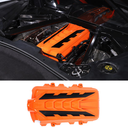 Orange Engine Bay Panel Cover Trim in Edge Black For Corvette Coupe C8 20-26 US 9