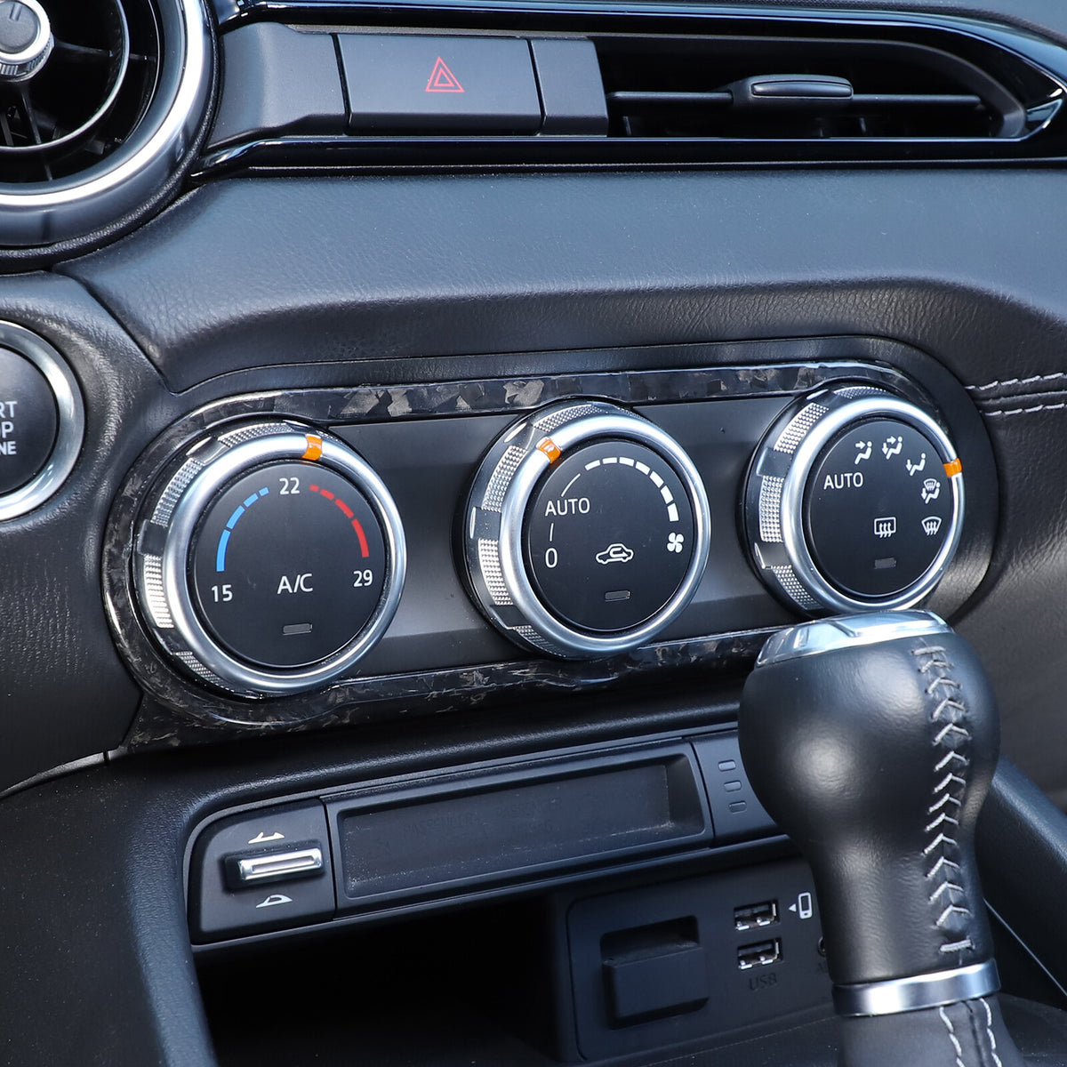 Forged Carbon Fiber Interior Air conditioning knob frame Trim For Mazda MX-5 16+ 4
