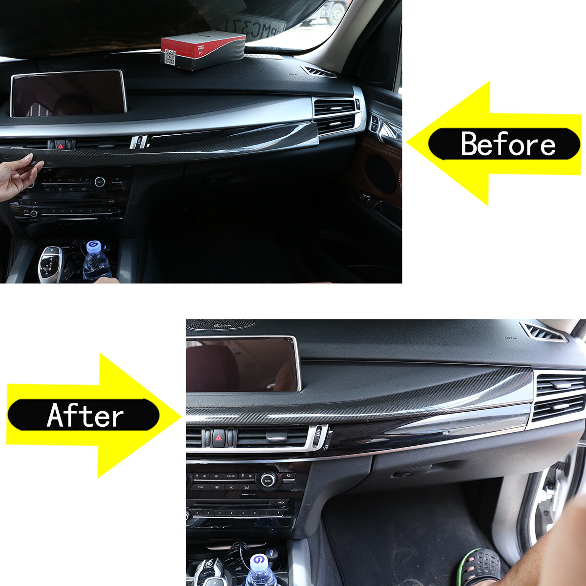 17PCS Real Dry Carbon Fiber Interior Trim Decor Cover For BMW X5 F15 2014-2018 34