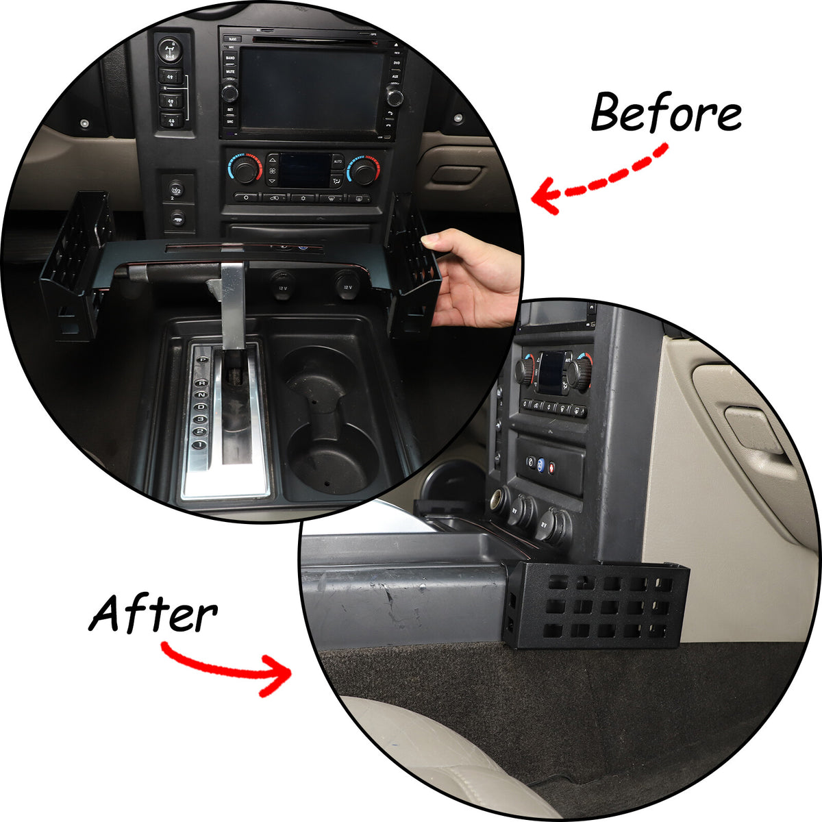 Interior Gear Shift Side Storage Box Two Baskets For Hummer H2 2001-2007 19