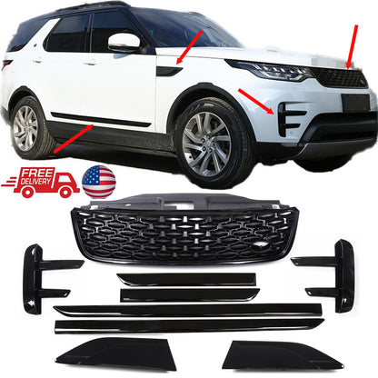 Dynamic Black Front Grille Side Fender Kit For Land Rover Discovery 5 L462 2017+ 1