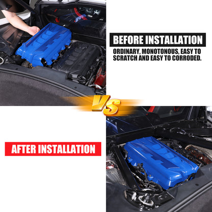 Blue Engine Bay Panel Cover Trim in Edge Blue For Corvette Coupe C8 2020-2026 13