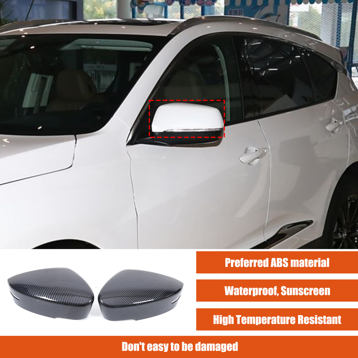 Carbon Fiber ABS Exterior Mirror Cover Trim For Acura MDX 2022-2024 21