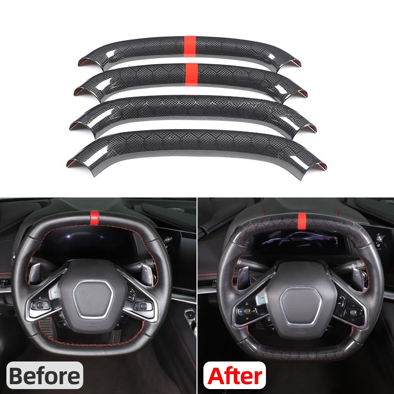 Red Top Honeycomb Carbon Fiber Steering Wheel Trim Cover For Corvette C8 2020+ 24