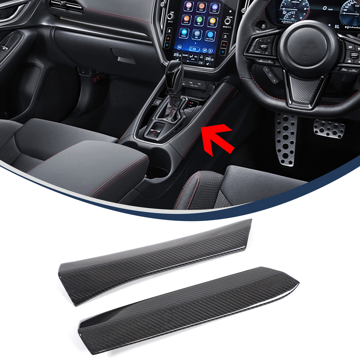Real Carbon fiber Center Gear Shift Side Trim For Subaru WRX STI VB AT 22-24 4