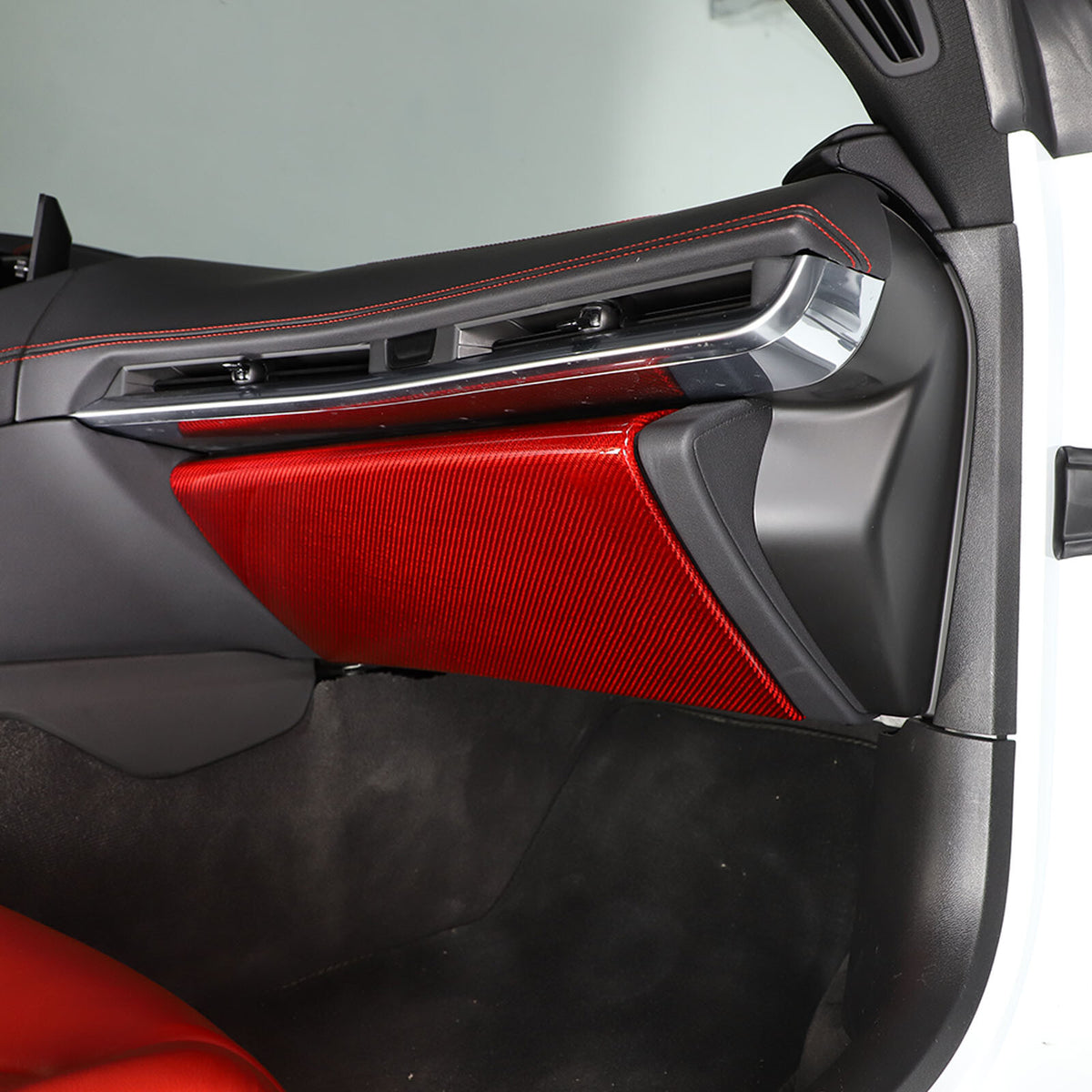 Red Real Carbon Fiber Full Interior Set Decor Trim Kit for Corvette C8 20-25 - Styles 46-50 45