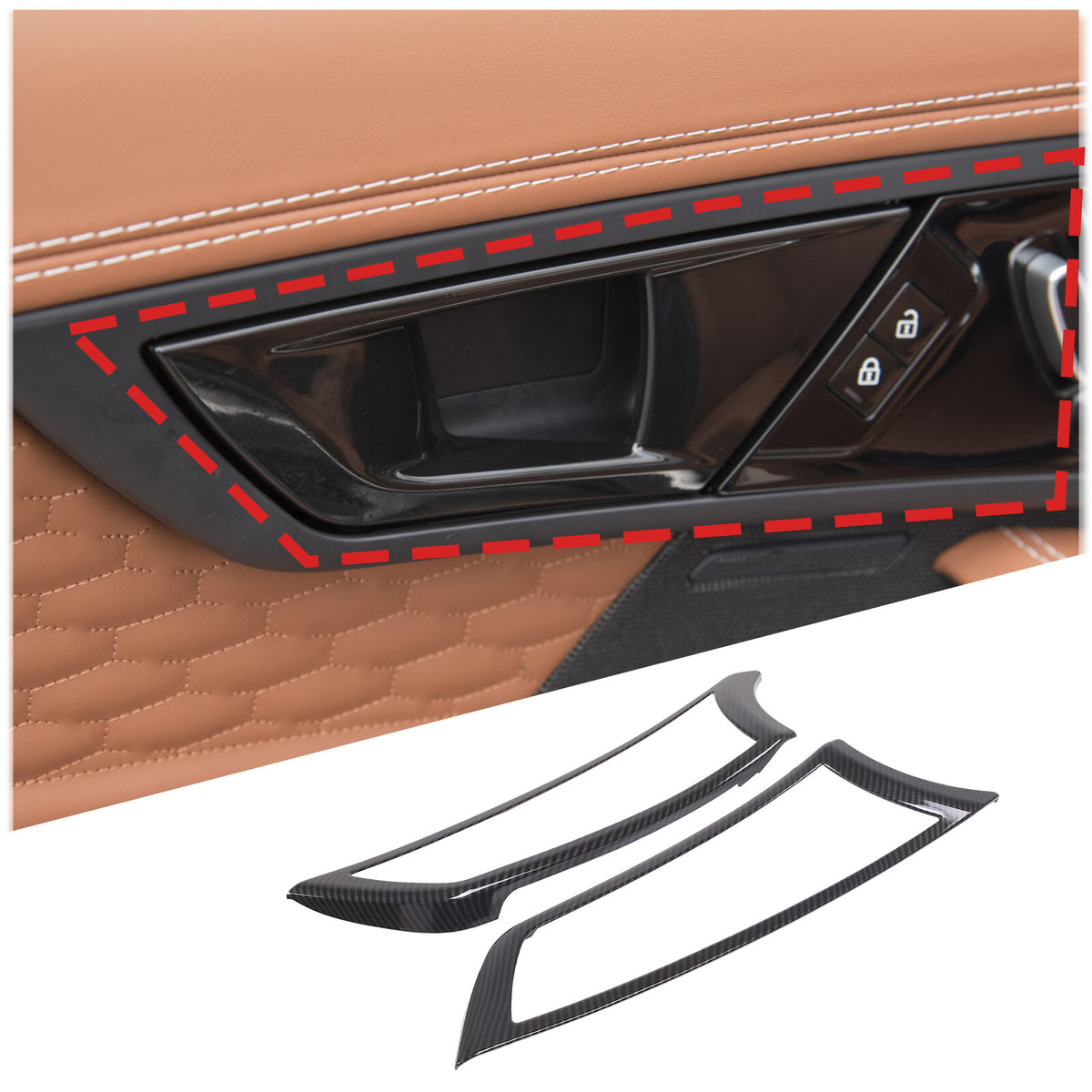 ABS Carbon Fiber Inner Door Handle Frame Cover Trim For Jaguar F-TYPE 2013-24 US 6