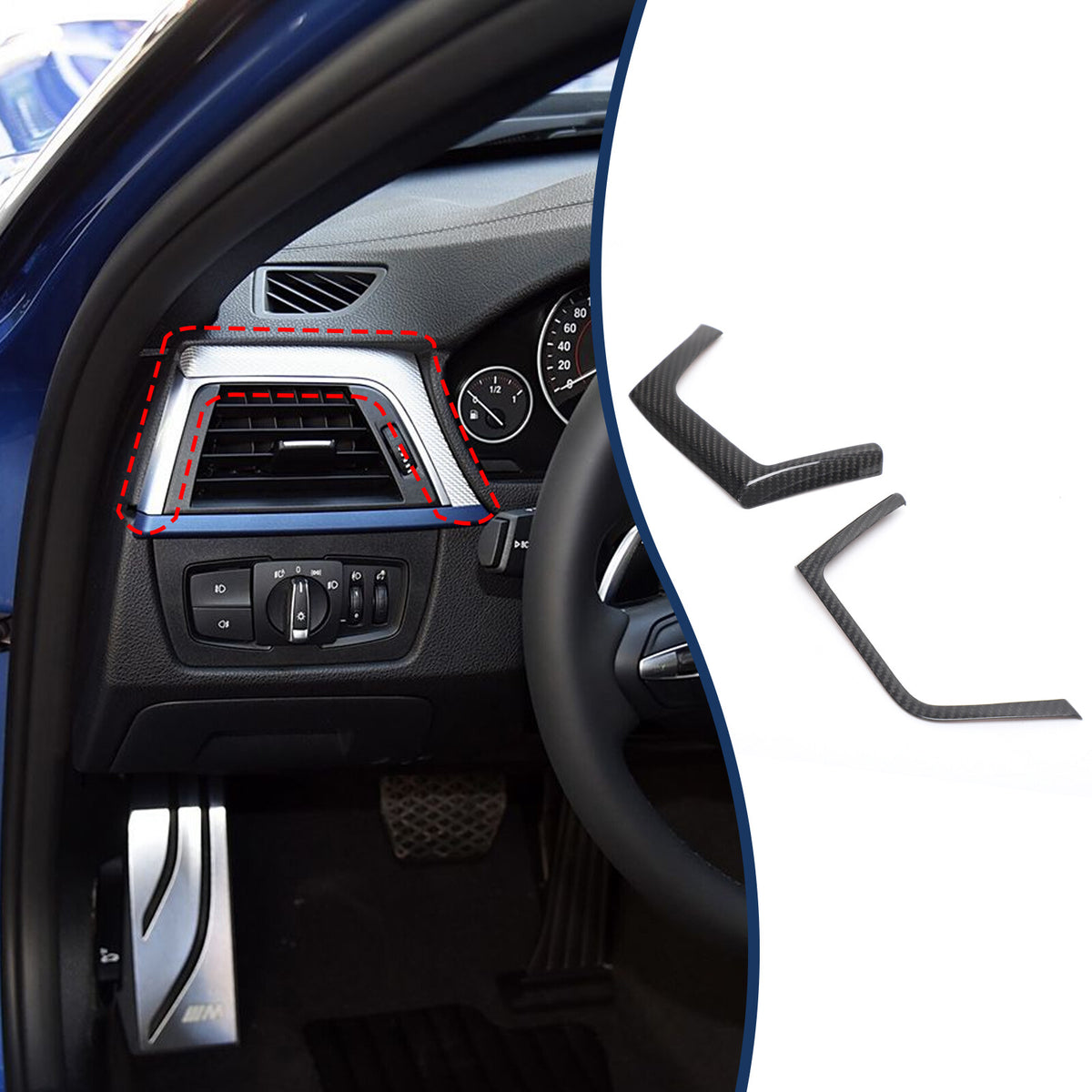 Real Carbon Fiber Center Side Air Vent Trim for BMW 3/4 Series F30/F32 2013-2019 2