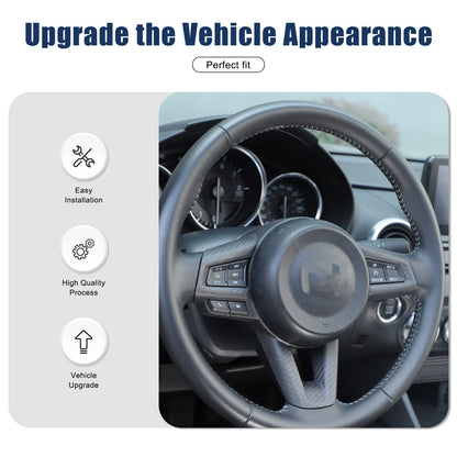 Matte Real Carbon Fiber Steering Wheel Button Trim For Mazda MX-5 Miata 16-25 5