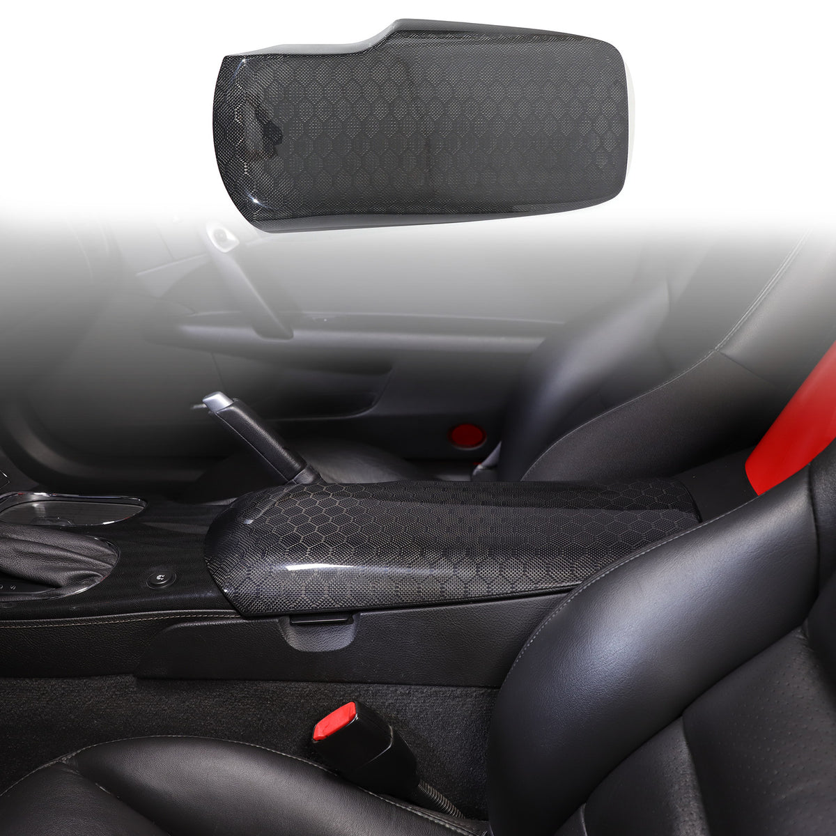Honeycomb Carbon Fiber Center Console Armrest Box Cover For Corvette C6 2005-13 10