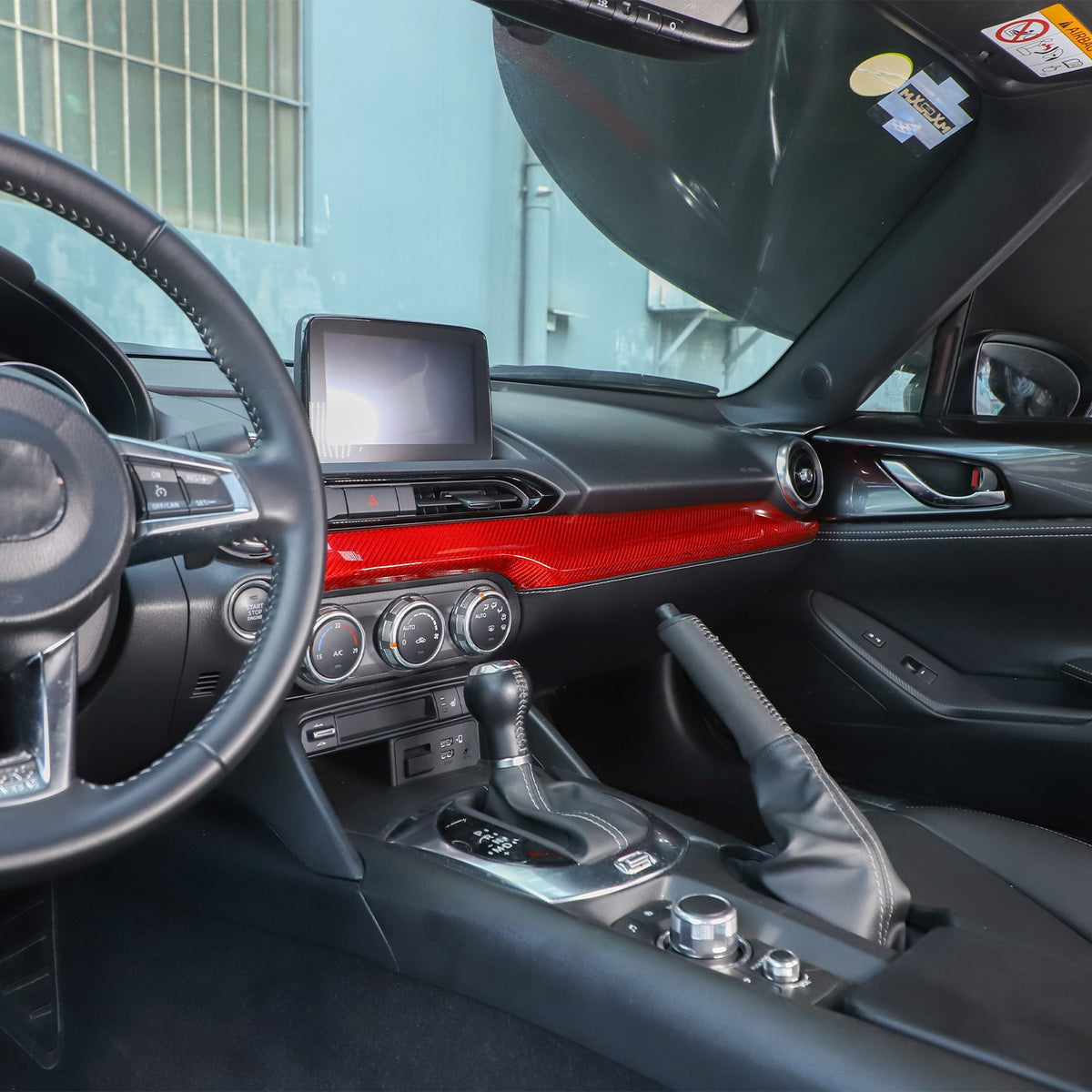 Red Real Carbon Fiber Dashboard Center Trim For Mazda MX-5 Miata 2016+ 18