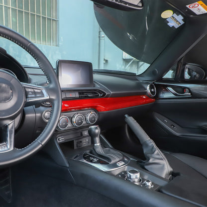 Red Real Carbon Fiber Dashboard Center Trim For Mazda MX-5 Miata 2016+ 18