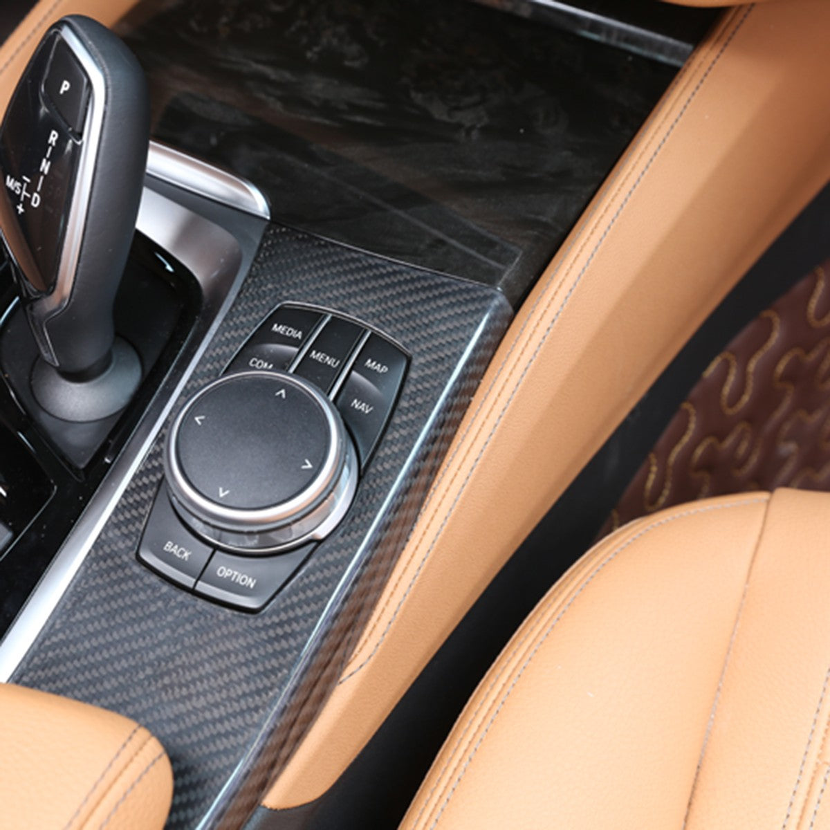Real Carbon Fiber Center Console Mode Knob Trim For BMW 5 Series G30 2018-22 US 5