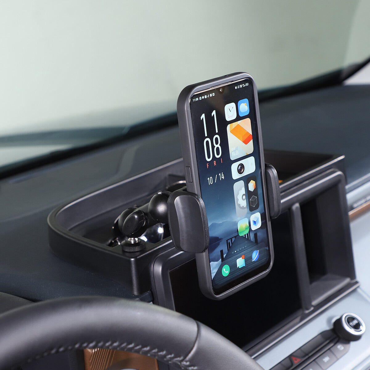 Dashboard Cell Phone Holder Mount with Storage Tray Box for Ford Maverick 2022+ 6