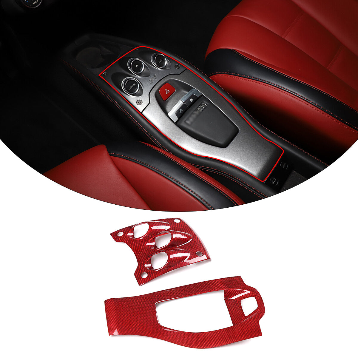 Red Real Carbon Fiber Center Interior Set Cover Trim Kit For Ferrari 458 2011-16 67