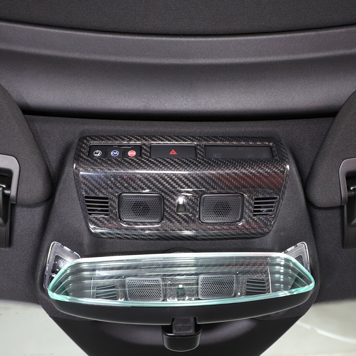 Real Dry Carbon fiber Roof Reading Light Panel Trim For Corvette C8 2020-26 4