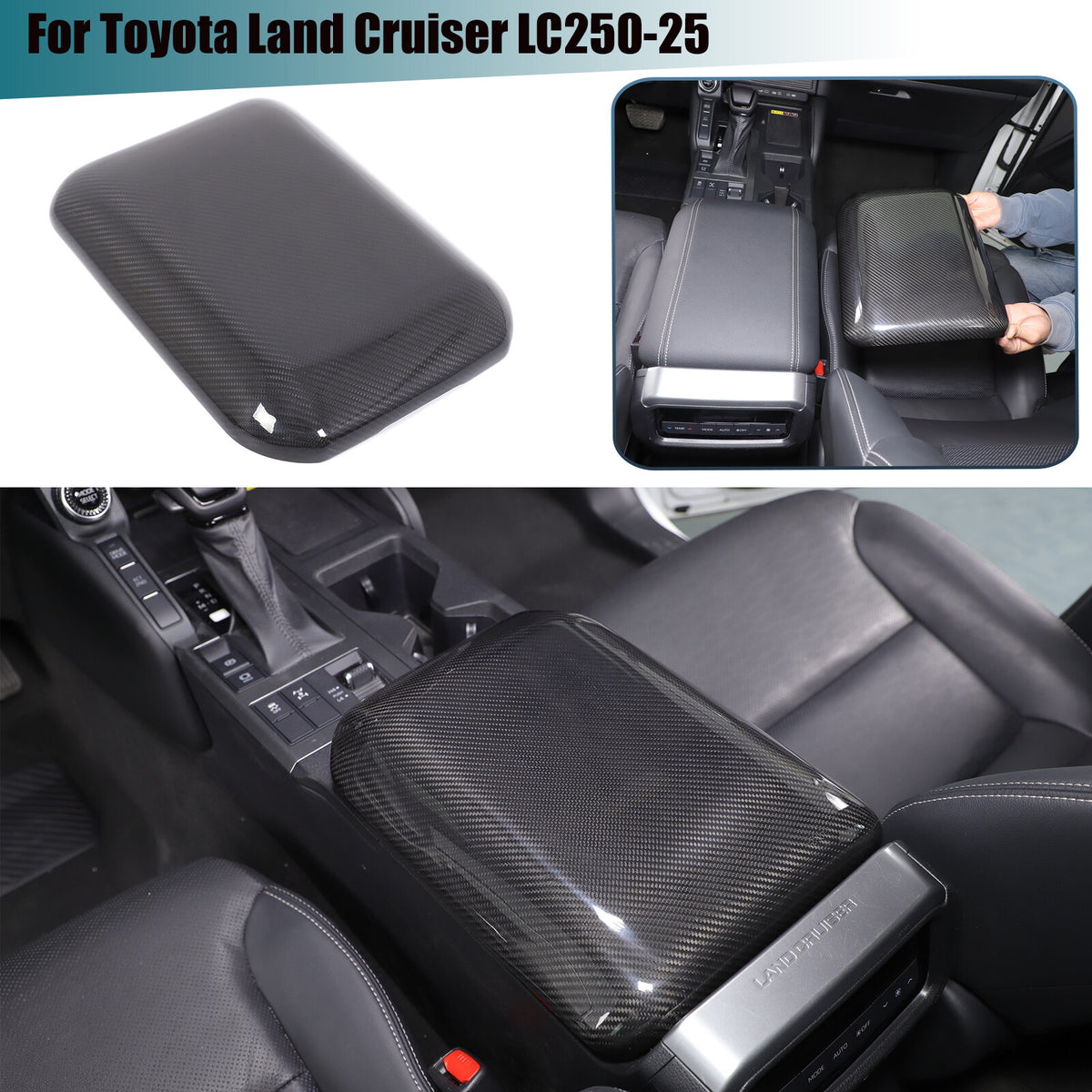 Real Carbon Fiber Center Armrest Box Trim For Toyota Land Cruiser LC250 24+ 1