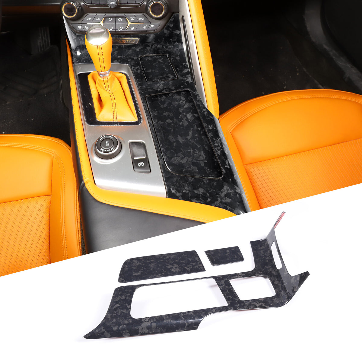 Forged Carbon Center Water Cup Holder Panel Trim Cover For Corvette C7 2014-2019 2