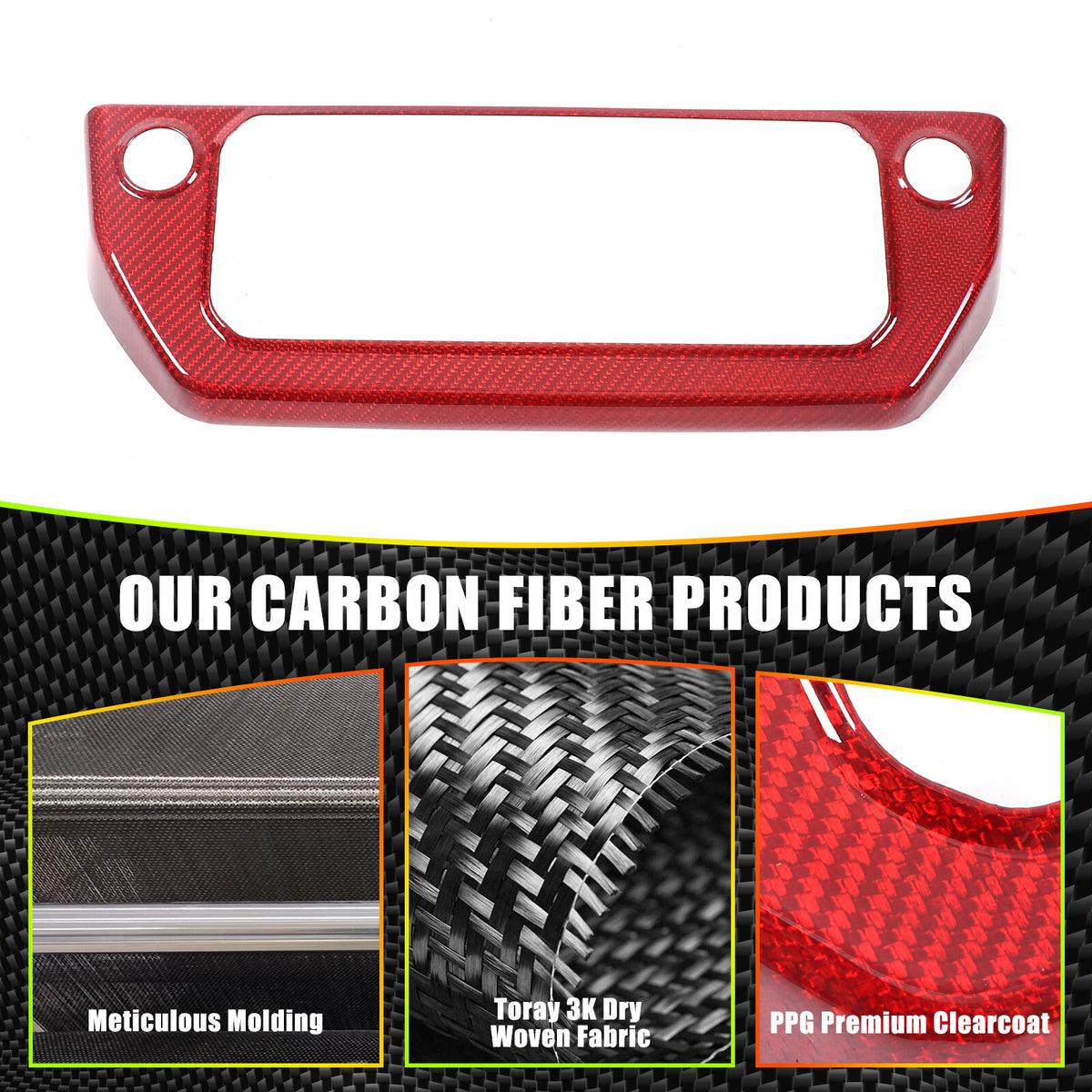 Red Real Carbon Fiber Air Conditioning Switch Panel Trim for LR Defender 2020-24 22