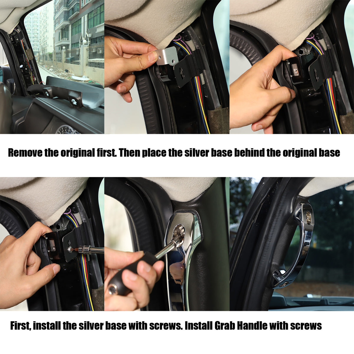 Silver Pair Set Pull Grab Handle A Pillar Alloy Post Trim For Hummer H2 03-07 US 4