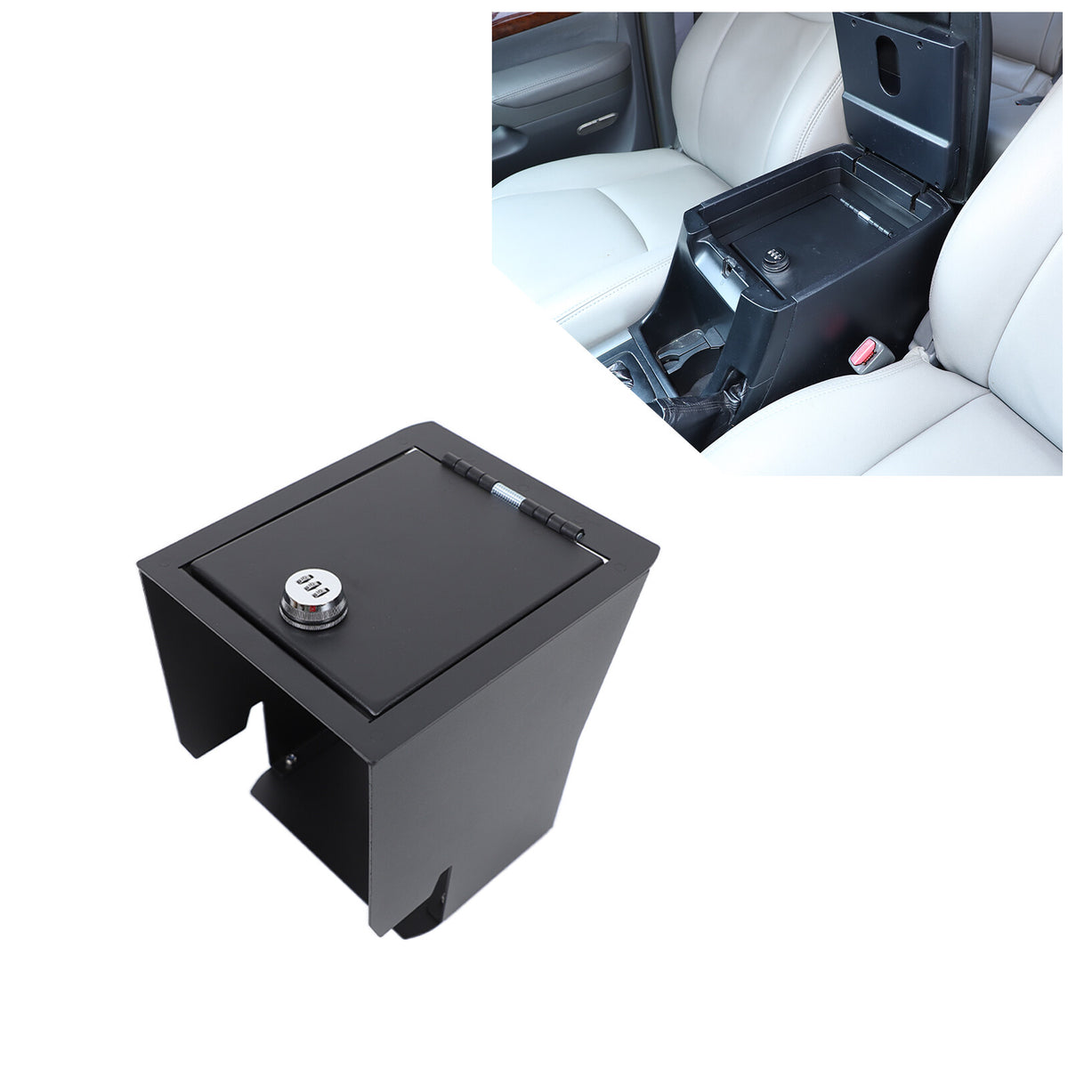 Locking Center Armrest Vault Safe Storage Box For Toyota Prado FJ120 03-09 7