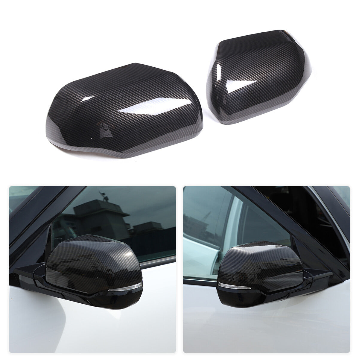 Carbon fiber Side Mirror+Door Handle Covers Molding Trim for Toyota Tundra 22-26 11
