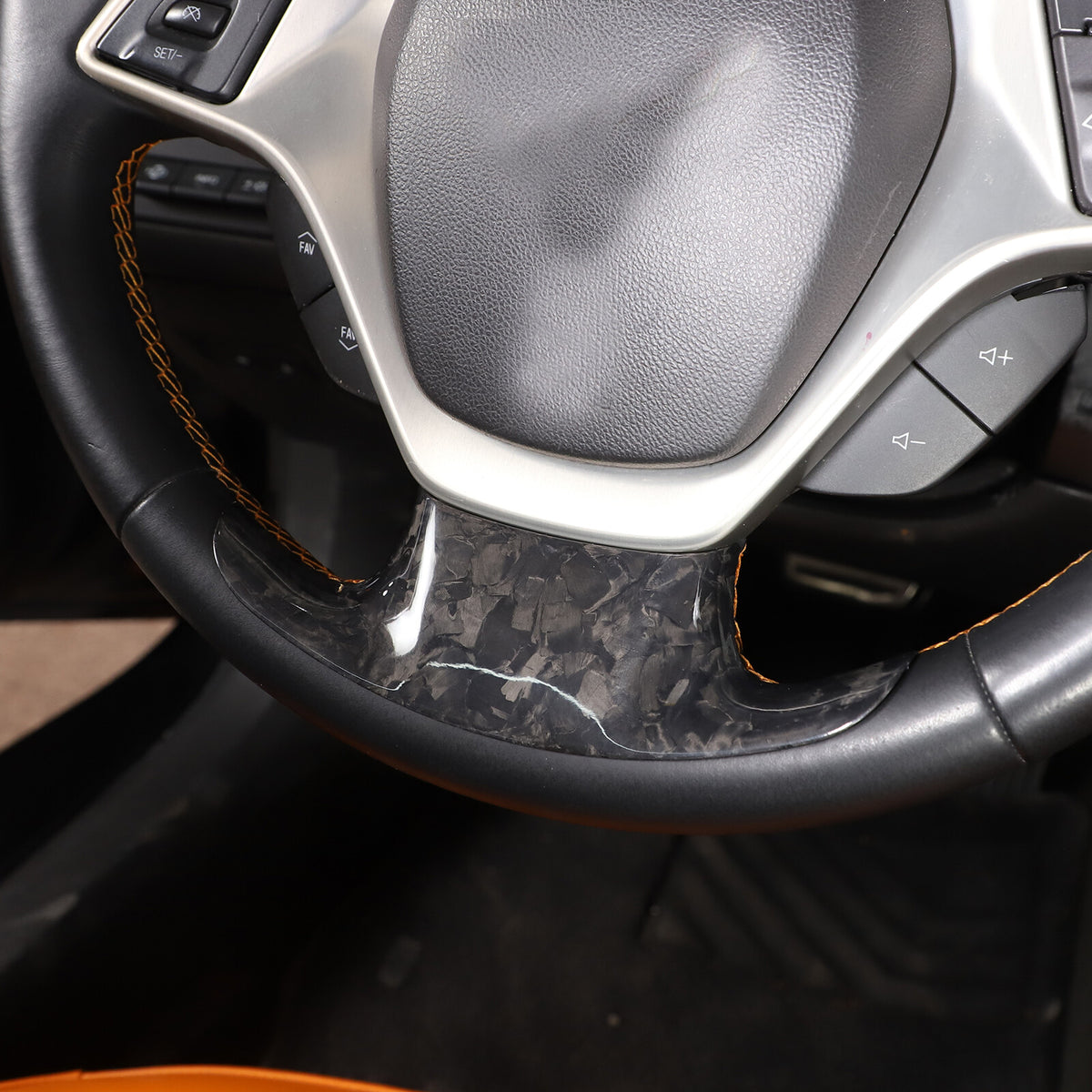 Forged Carbon Fiber interior Steering Wheel Cover Trim for Corvette C7 2014-2019 3