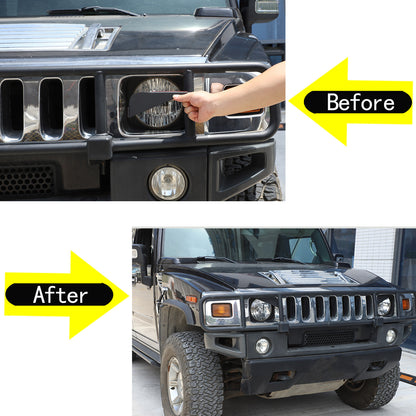 Carbon Steel Angry Eyes Headlight angle Panel Trim For Hummer H2 2003-2009 9