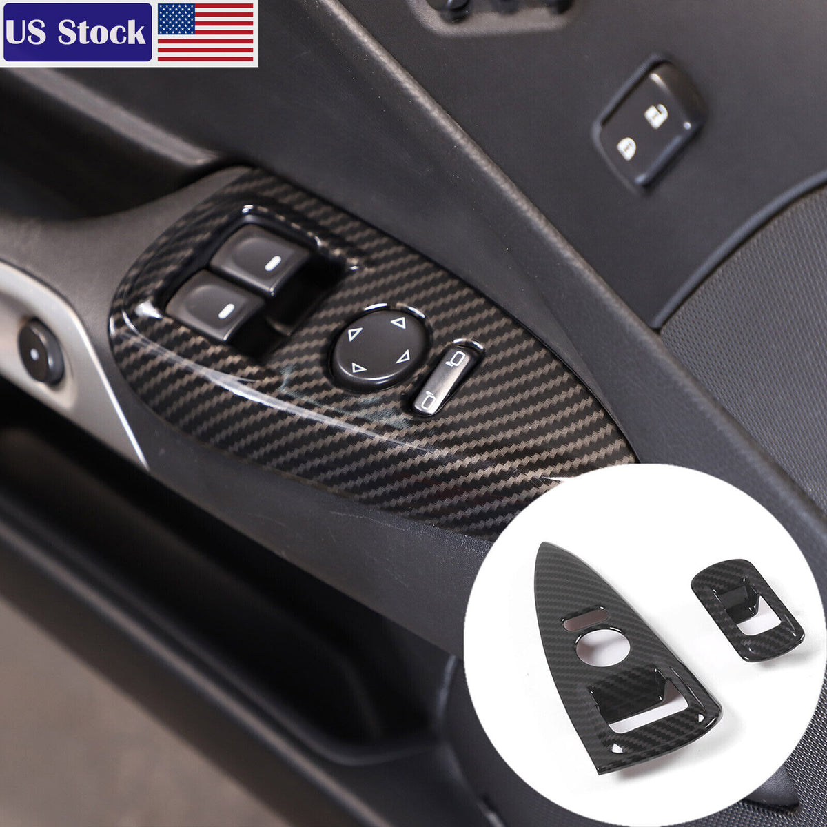 Carbon Fiber ABS Door Window Lift Button Trim Frame Set For Corvette C6 05-13 US 4