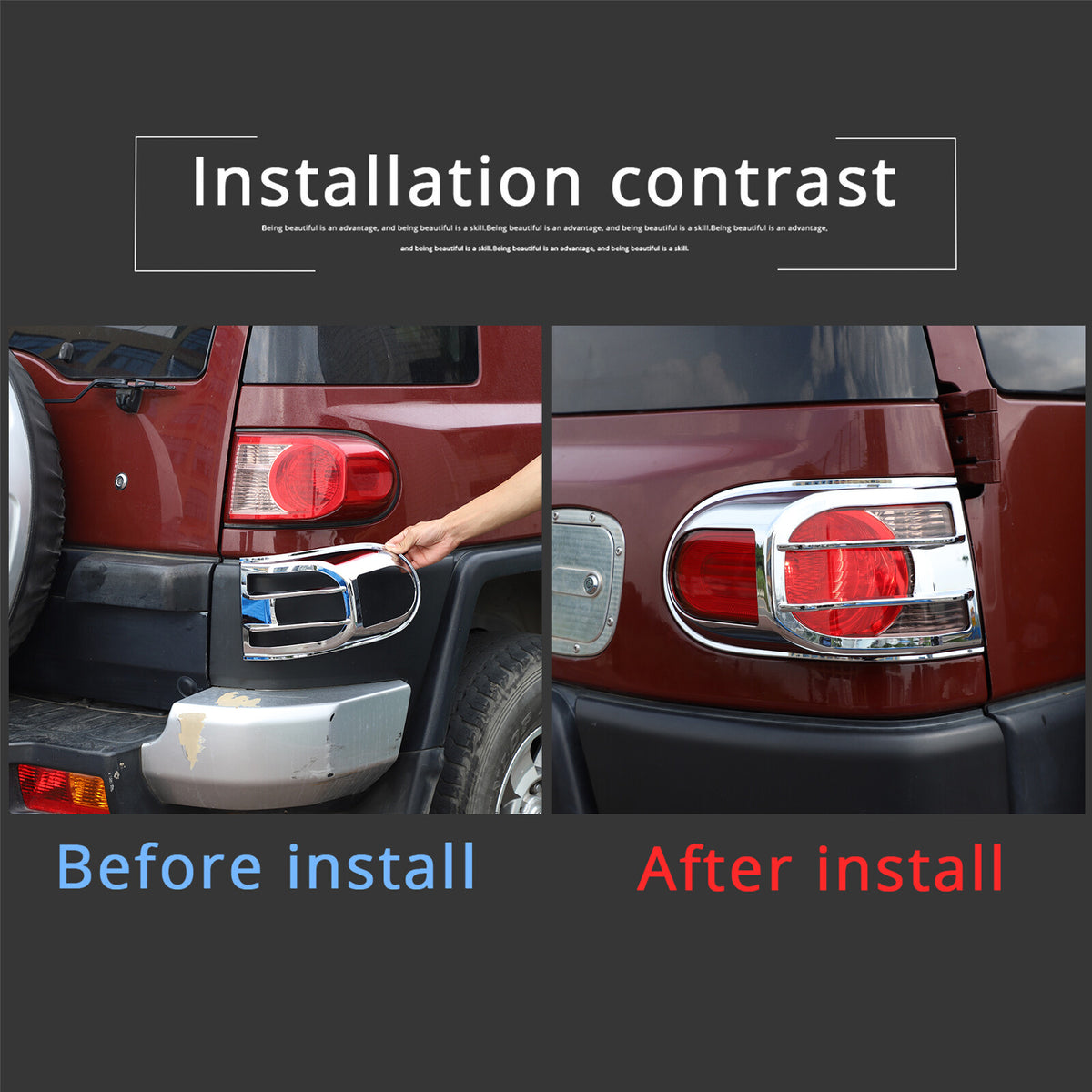 Chrome Silver Rear Tail Light Lamp Cover Trim For 2007-2014 Toyota FJ Cruiser 9