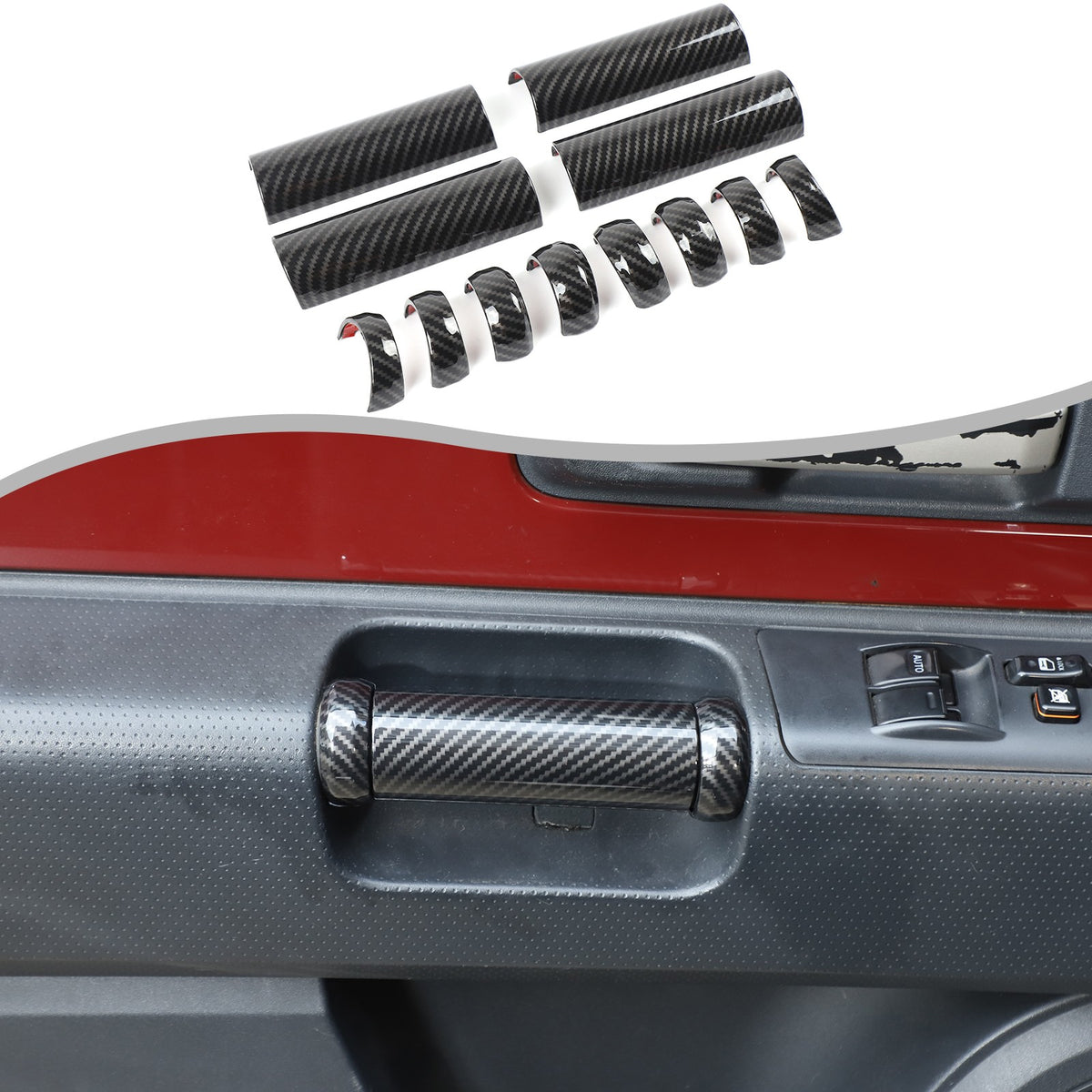 Carbon Fiber ABS Inner Door Handle Cover Trim For Toyota FJ Cruiser 2007-2021 3