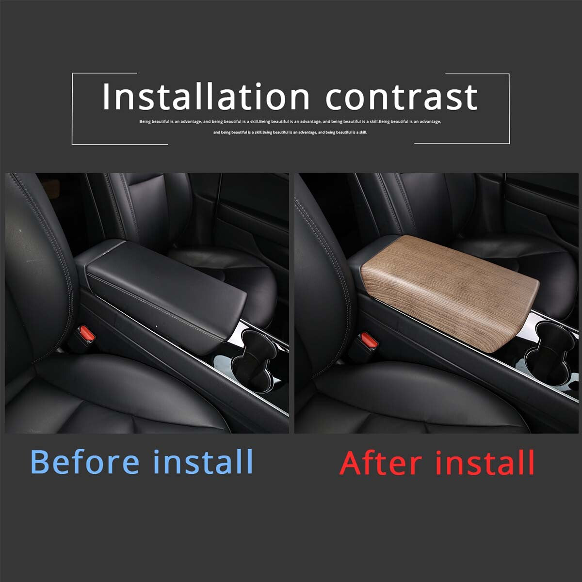 ABS Wood Center Console Armrest Box Panel Trim Cover For Tesla Model 3 17-21 US 2