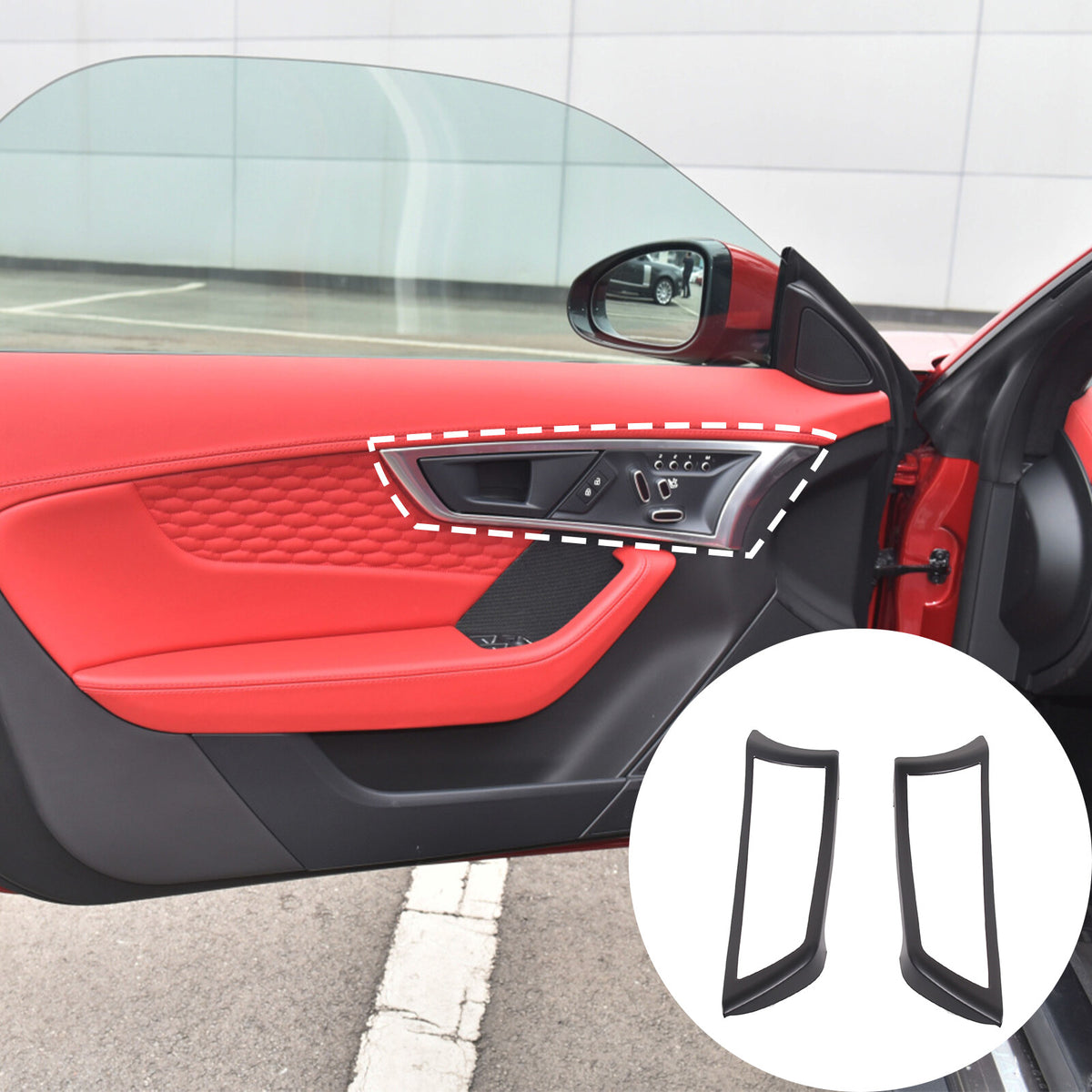Matte Black Inner Door Handle Frame Cover Trim Fit For 2013-24 Jaguar F-TYPE US 11