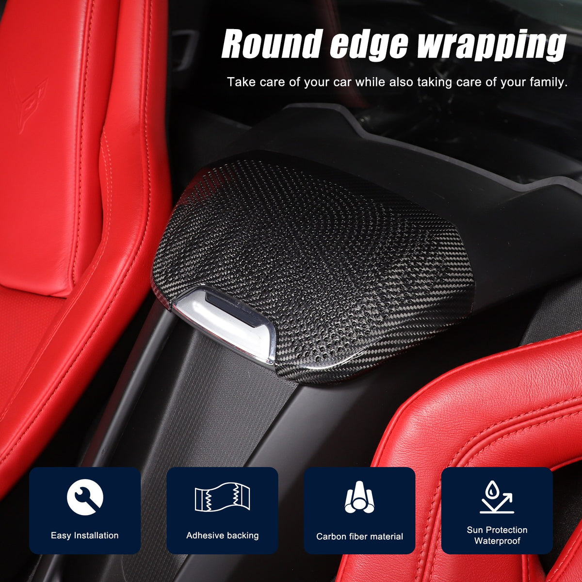 Real Carbon Fiber Rear Seat Single Speaker Grill Trim For Corvette C8 1LT 2020+ 11