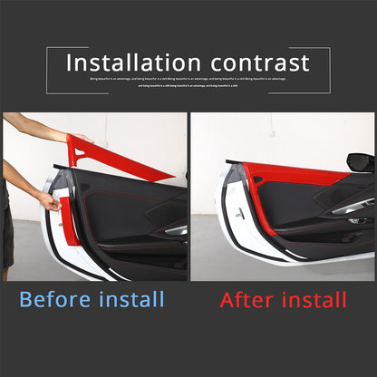 ABS Red Inner Interior Door Panel Cover Trim For Corvette C8 Z51 Z06 2020-26 17
