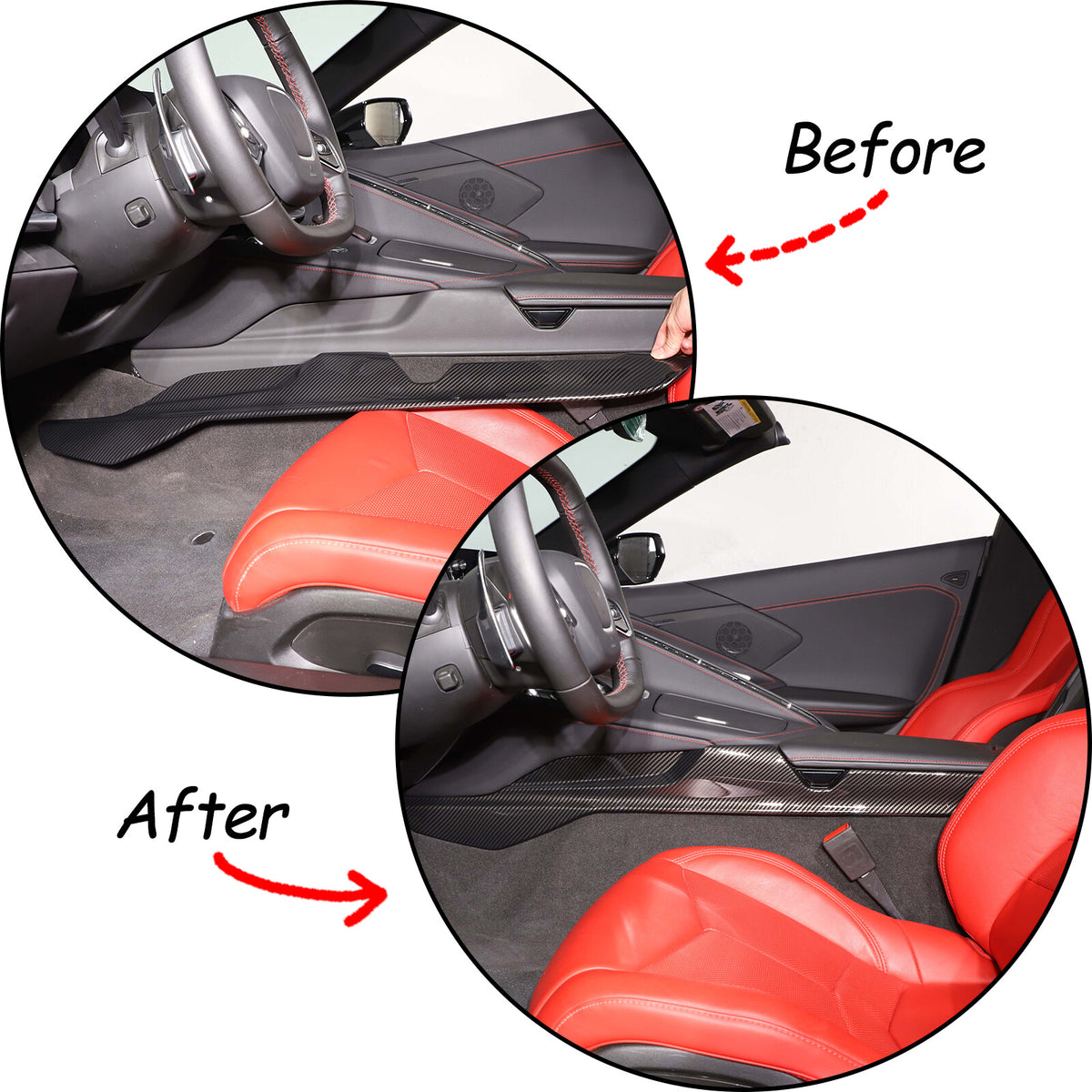 ABS Carbon Fiber Center Console Side Trim Strip Cover For Corvette C8 2020-2026 6