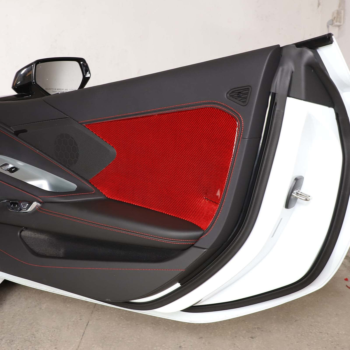 Red Carbon Interior Door Panel Large Panel Sticker Trim For Corvette C8 20-26 US 6