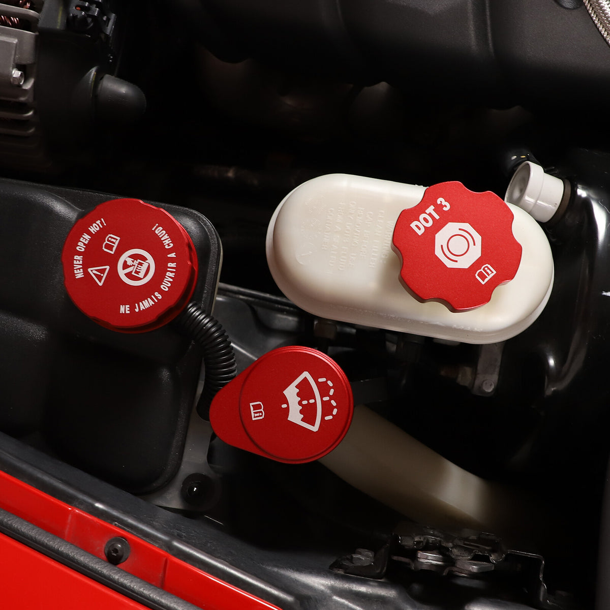 Red Engine Cabin Fluid Switch & Intake Manifold Cover Set For Corvette C6 US 12