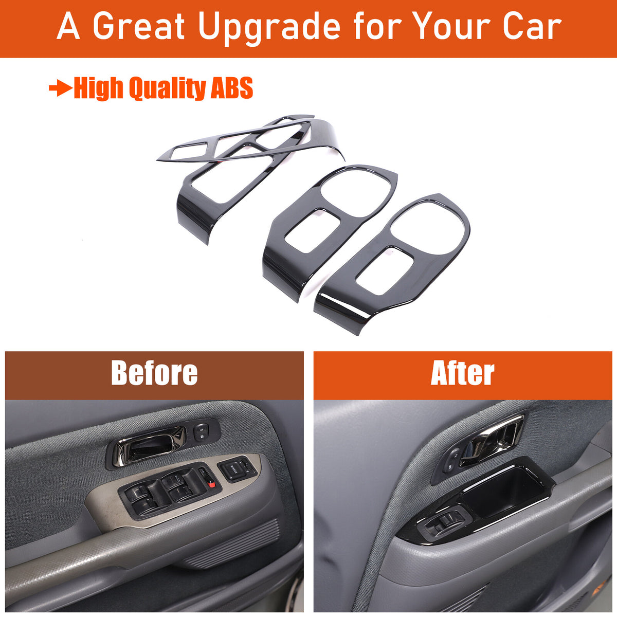 Glossy Black Window Lift Switch Button Trim Frame For Honda Pilot 2003-2008 12