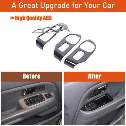 Glossy Black Window Lift Switch Button Trim Frame For Honda Pilot 2003-2008 12