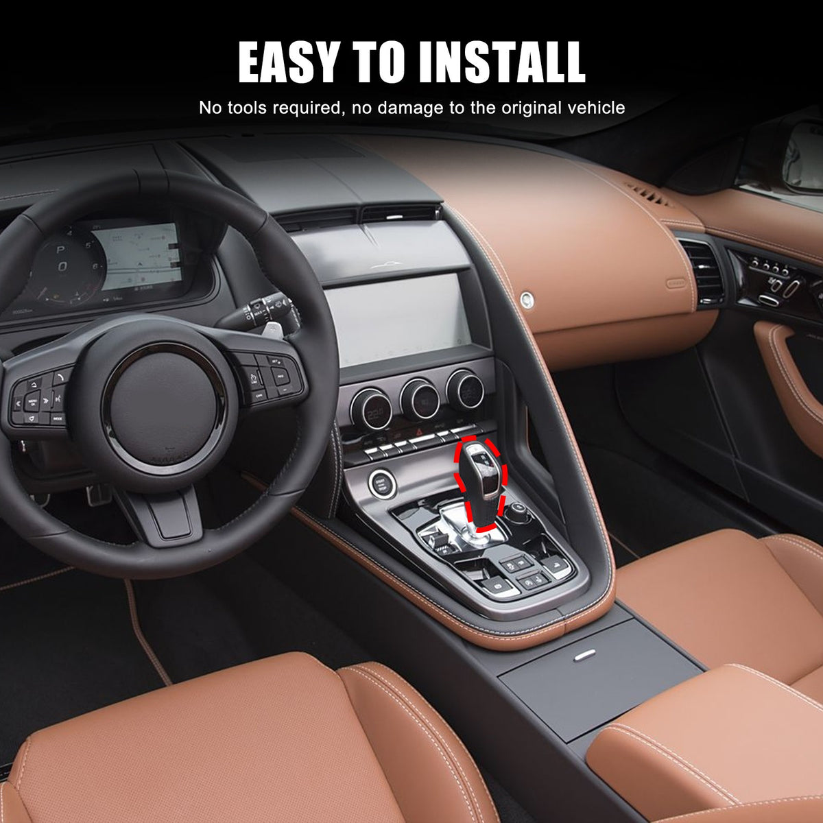 Real Carbon Fiber Center Gear Shift Knob Cover Trim For Jaguar F-TYPE X152 2013+ 3
