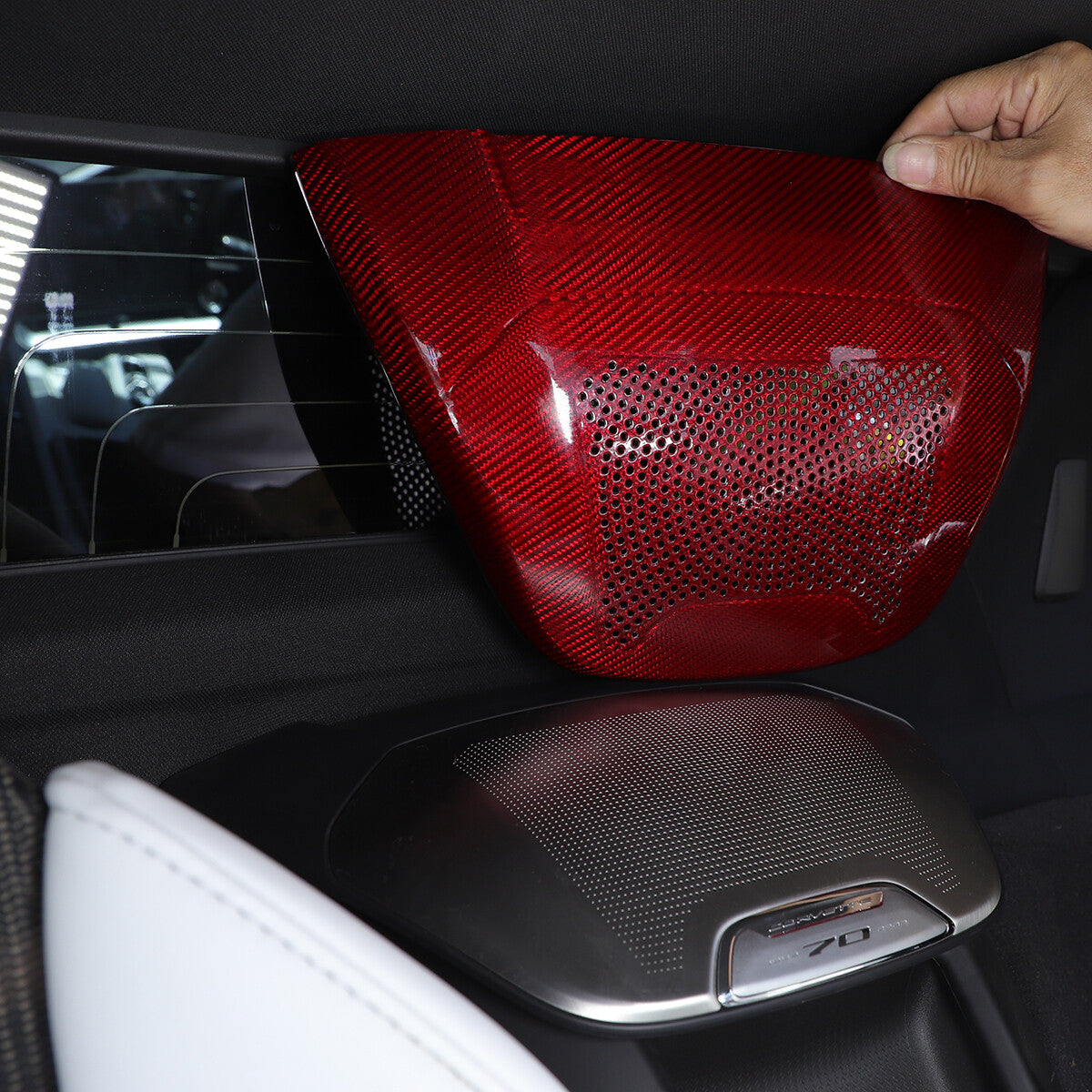 Red Real Carbon Fiber Full Interior Set Decor Trim Kit for Corvette C8 20-25 161