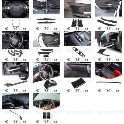 Carbon Fiber ABS Interior Full Decor Cover Trim Kit For Corvette C8 2020-2025 - Styles 31-35 5